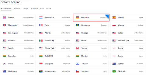 Vultr server location