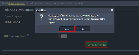 confirm environment migration
