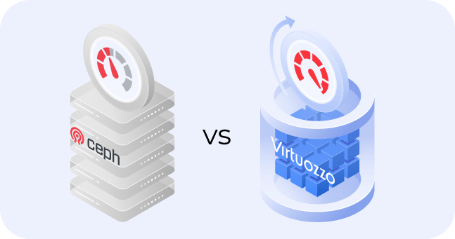 Visual showing Virtuozzo Storage strength compared to Ceph